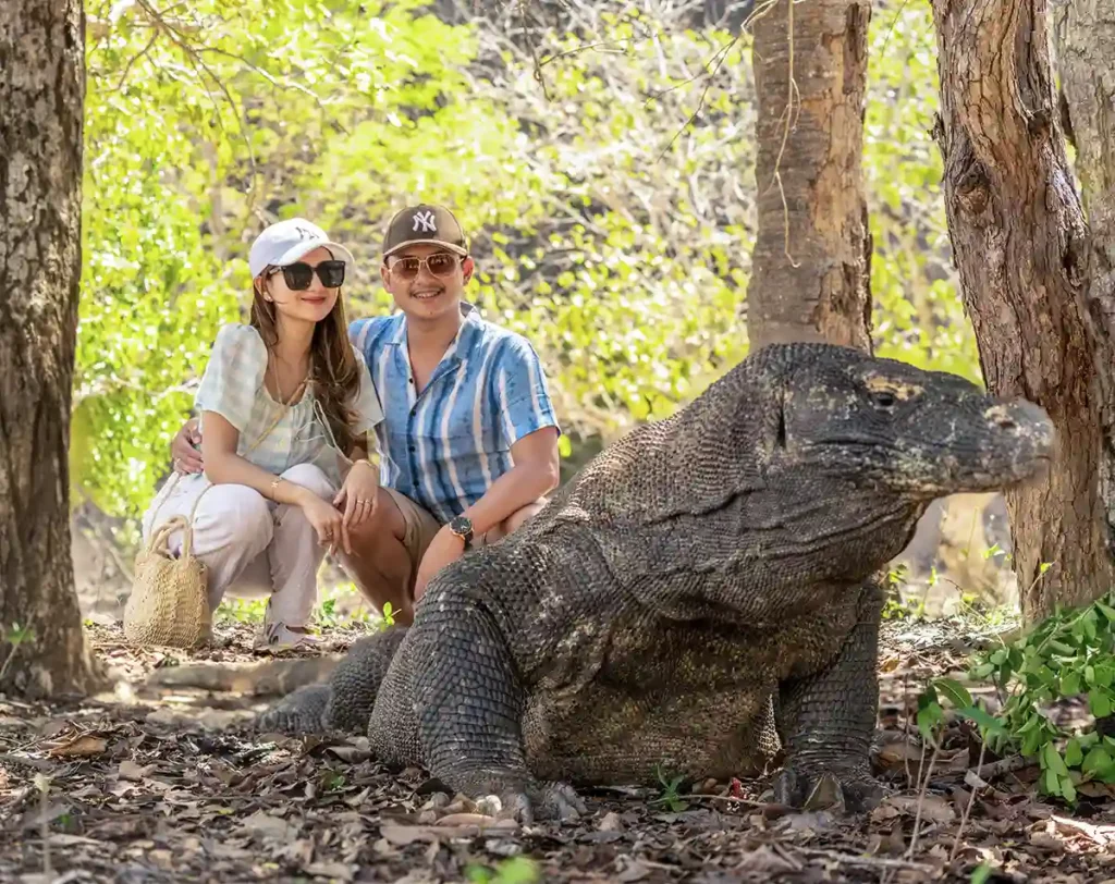 Berfoto dengan Komodo di Pulau Komodo